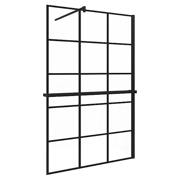 AICA 140x200cm 8mm NANO Glas Walk In Schwarz Duschwand mit Glasdekor Gitter günstig online kaufen