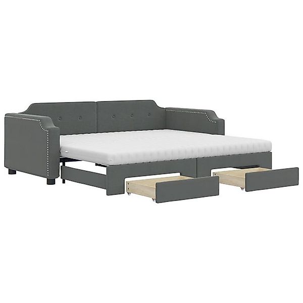 vidaXL Bett, Tagesbett Ausziehbar mit Schubladen Dunkelgrau 100x200 cm Stof günstig online kaufen