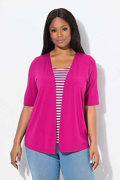 Ulla Popken T-Shirt 2-in-1-Shirt Ringel Rundhals günstig online kaufen