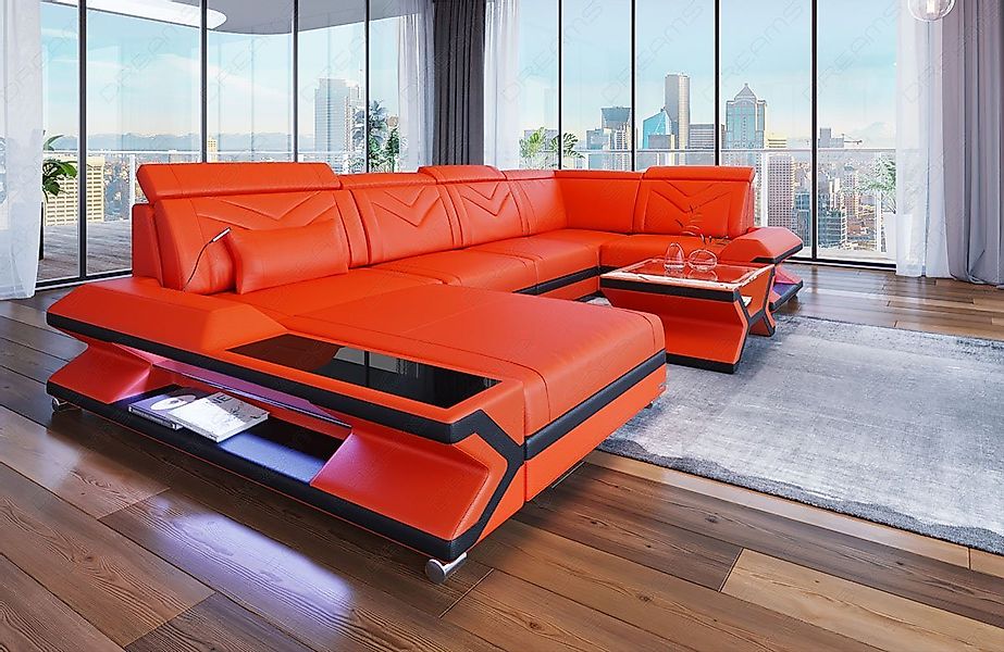 Sofa Dreams Wohnlandschaft Ledersofa Ledercouch Napoli U Form Leder Sofa, C günstig online kaufen