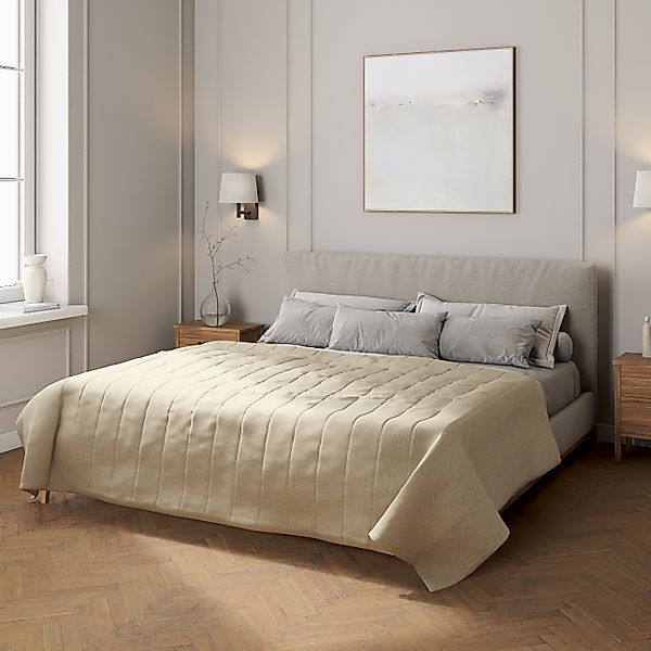 Tagesdecke mit Streifen-Steppung, beige- grau, City (704-80) günstig online kaufen