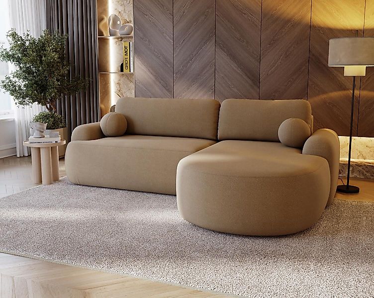 Compleo Ecksofa boucle mit breiter Ottomane OLIO, rundes Design, Exklusiv d günstig online kaufen