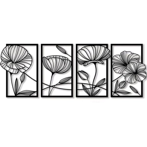 NUODWELL Wanddekoobjekt 4 Stück Metall Lotusblume günstig online kaufen