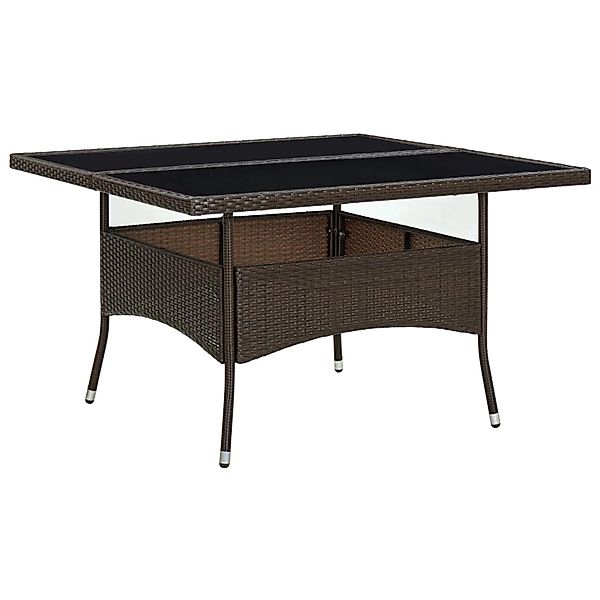 vidaXL Garten-Esstisch Braun Poly Rattan und Glas 310556 günstig online kaufen