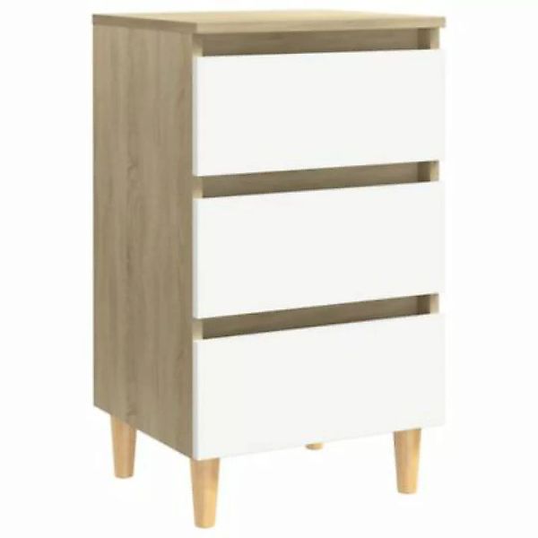 vidaXL Nachttisch mit Massivholz-Beinen Weiß Sonoma-Eiche 40x35x69 cm Nacht günstig online kaufen