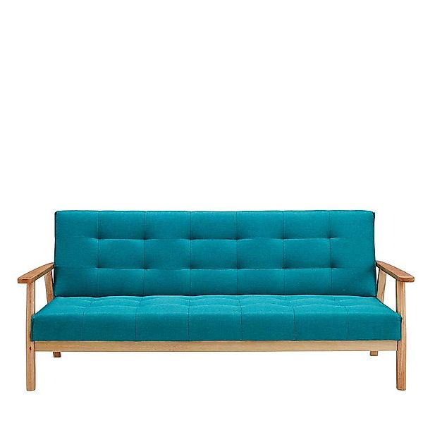 Retro Sofa in Petrol Webstoff Rücken-Klappmechanik günstig online kaufen