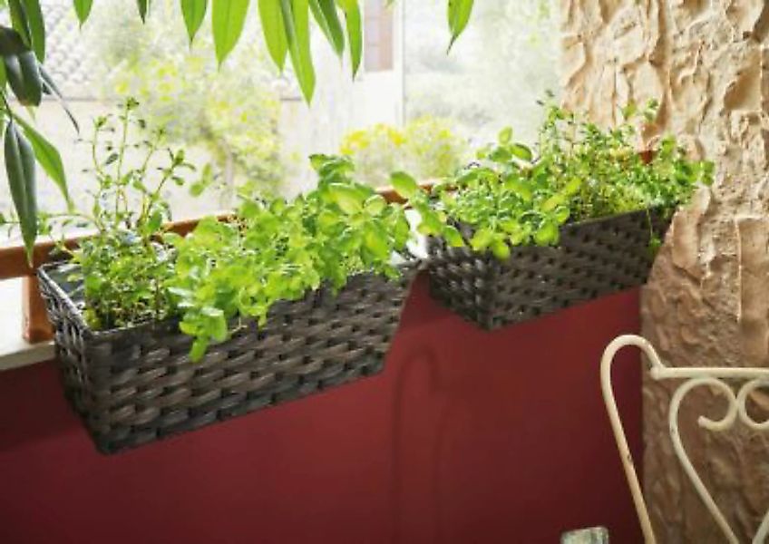 HOME Living Balkonpflanzer Polyrattan Blumentöpfe braun günstig online kaufen