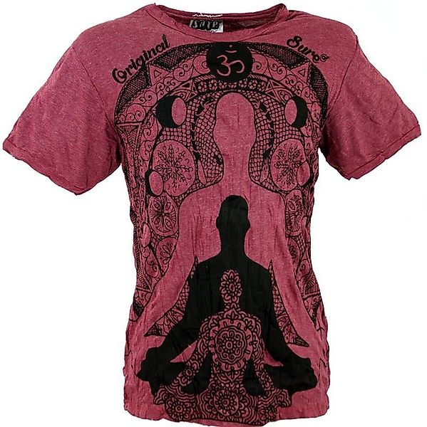 Guru-Shop T-Shirt Sure Herren T-Shirt Meditation Buddha - bordeaux Goa Styl günstig online kaufen