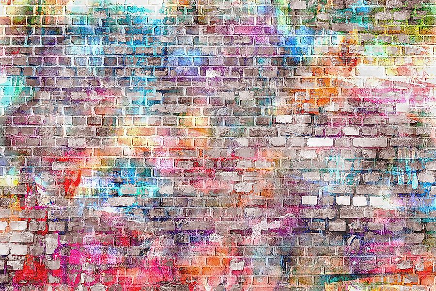 Papermoon Fototapete "STEINWAND ZIEGEL GRAFFITI" günstig online kaufen