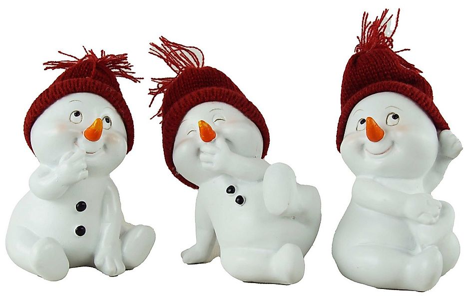 IKO Dekofigur 3 er Set Schneemänner mit Stoffmütze (3 St), Dekofigur Schnee günstig online kaufen