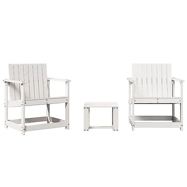 vidaXL Gartenstuhl 3-tlg. Garten-Lounge-Set Weiß Massivholz günstig online kaufen