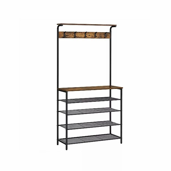 Vasagle Garderobenständer 5 Ebenen 32,2 cm x 80 cm x 182 cm Braun-Schwarz günstig online kaufen