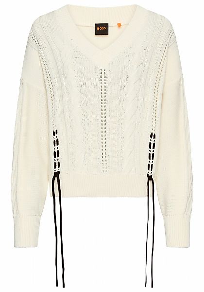 BOSS ORANGE Strickpullover "Fangallo Premium Damenmode", mit Kordel-Details günstig online kaufen