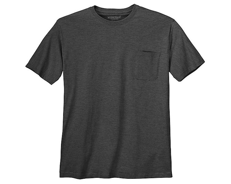 redfield Rundhalsshirt XXL T-Shirt Brusttasche anthrazit melange Redfield günstig online kaufen