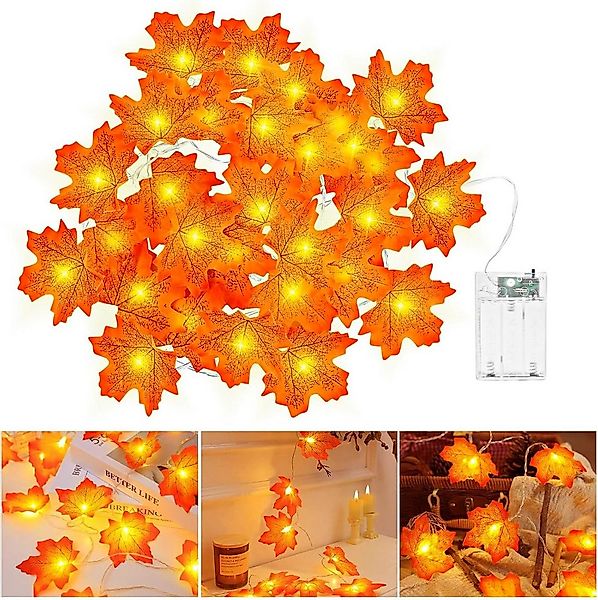 Coonoor LED-Lichterkette 3M 20LED Halloween Deko Herbst Ahornblatt Girlande günstig online kaufen