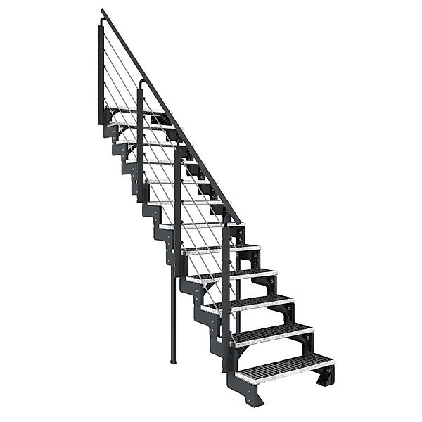 Dolle Außentreppe Gardentop Anthrazit 14 Gitterroststufe 80 cm inkl. Geländ günstig online kaufen