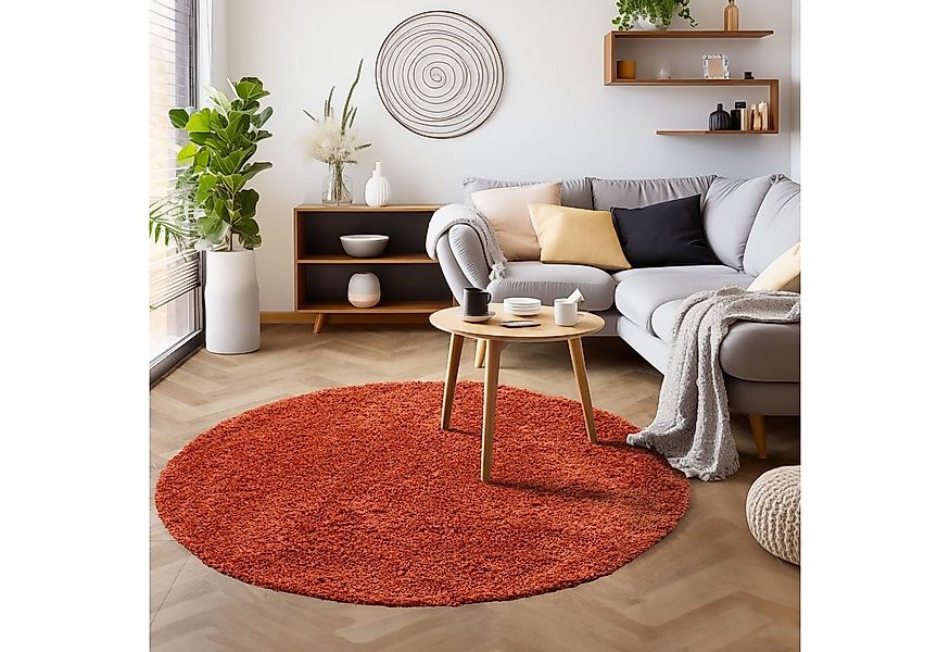 SIMPEX24 Teppich Unicolor - Einfarbig, Rund, Höhe: 30 mm, Einfarbig Shaggy günstig online kaufen