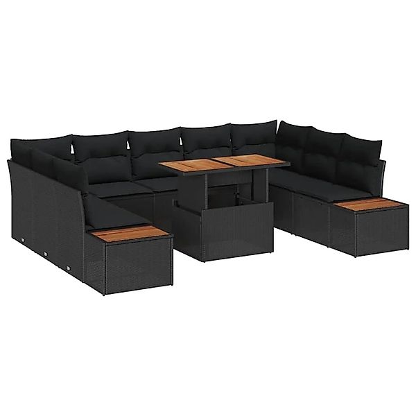 vidaXL Garten Essgruppe mit Kissen 10-Tlg Schwarz und Braun 3350100 günstig online kaufen