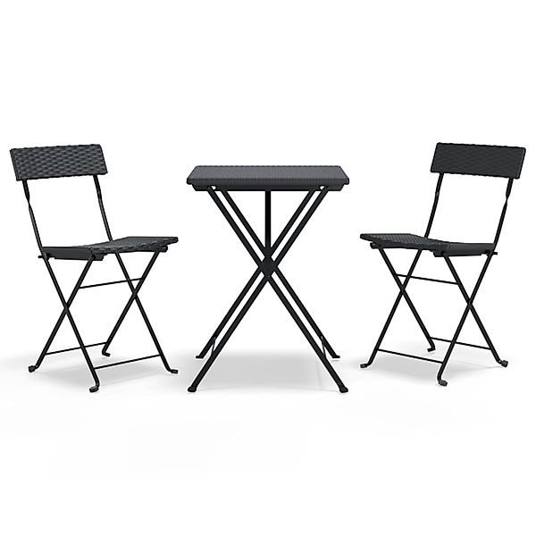 vidaXL 3-tlg Bistro-Set Klappbar Schwarz Poly Rattan günstig online kaufen