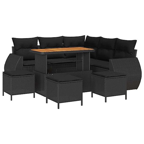 vidaXL Garten-Sofa-Set 9-Tlg Schwarz Poly Rattan 3361879 günstig online kaufen