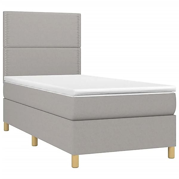 vidaXL Boxspringbett mit Matratze & LED Hellgrau 100x200 cm Stoff 3135333 günstig online kaufen