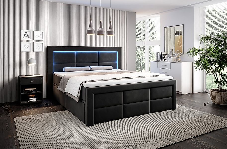 PROMETO Möbel Boxspringbett Schlafbett mit 2 Schubladen Bettkasten 180x200c günstig online kaufen