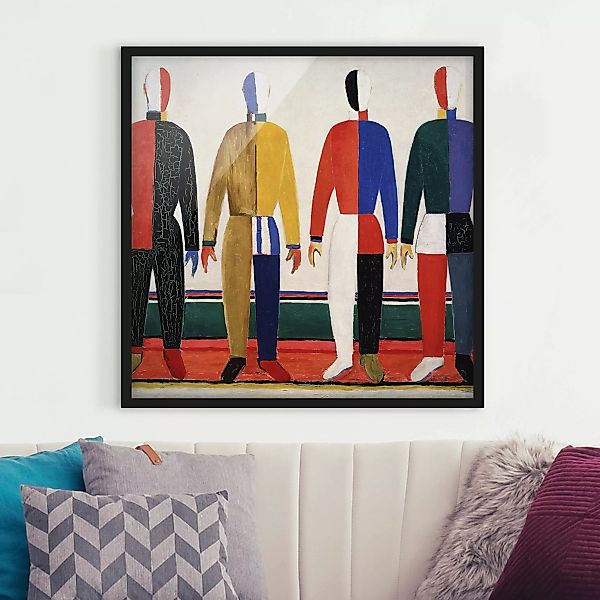 Bild mit Rahmen Kunstdruck - Quadrat Kasimir Malewitsch - Die Sportler günstig online kaufen