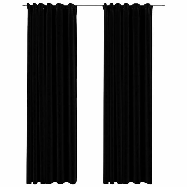 Verdunkelungsvorhänge Haken Leinenoptik 2stk. Schwarz 140x245cm günstig online kaufen