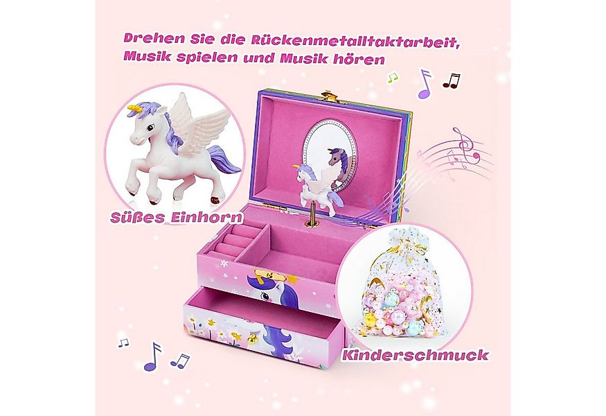 AdelDream Schmuckkasten Musik-Aufbewahrungsbox mit Einhorn Engelsflügeln günstig online kaufen