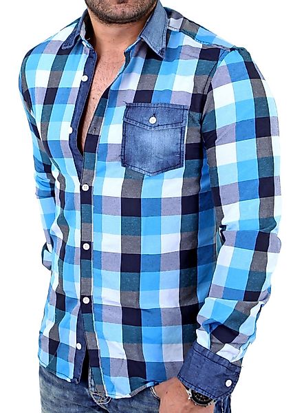 Reslad Langarmhemd Reslad Herren Hemd Karo günstig online kaufen