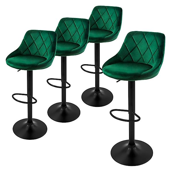 ML-Design Barhocker 4Er Set aus Samt Grün Gepolsterter Drehbar günstig online kaufen