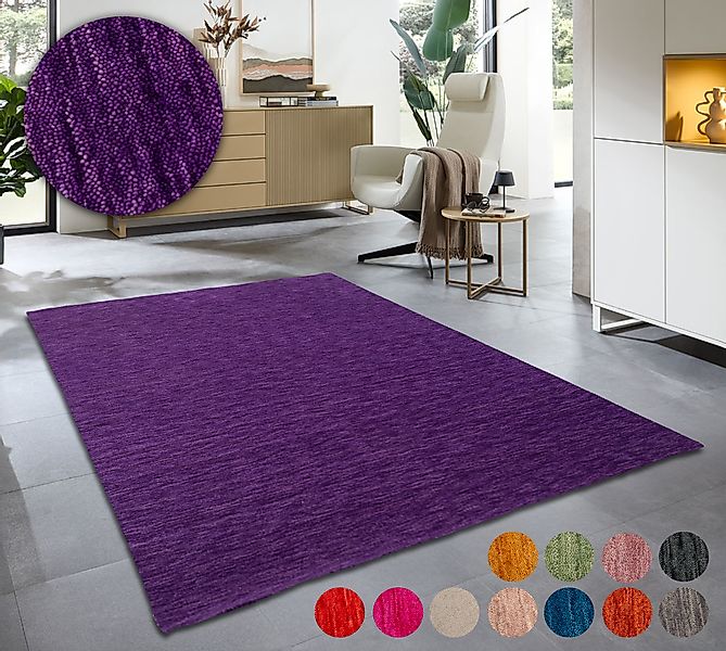 THEKO Wollteppich »Holi«, rechteckig, 13 mm Höhe, Uni-Farben, leicht melier günstig online kaufen