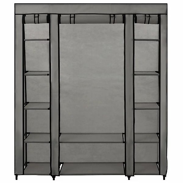 vidaXL Stoffschrank mit Fächern Kleiderstangen Grau 150x45x176cm günstig online kaufen