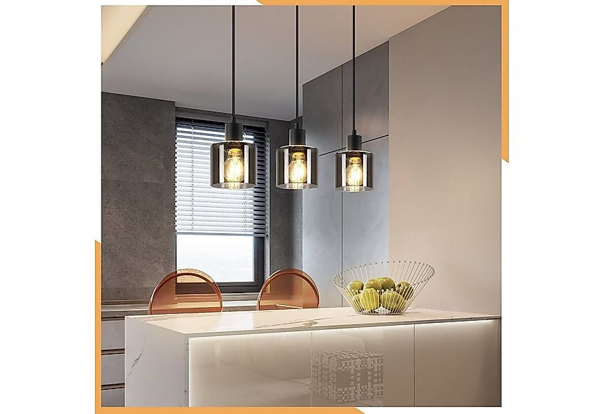 ZMH Pendelleuchte Esstischlampe Hängend Hängeleuchte Schwarz/Berstein - E27 günstig online kaufen