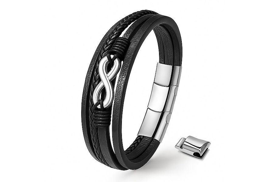 UNIQAL.de Lederarmband Unisex Schwarz & Silber mit Unendlichkeit Symbol – „ günstig online kaufen