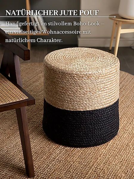 HANSE Home Pouf »Jutta, Jute«, (1 St.), Jute, Natur, Wohnzimmer, Esszimmer, günstig online kaufen
