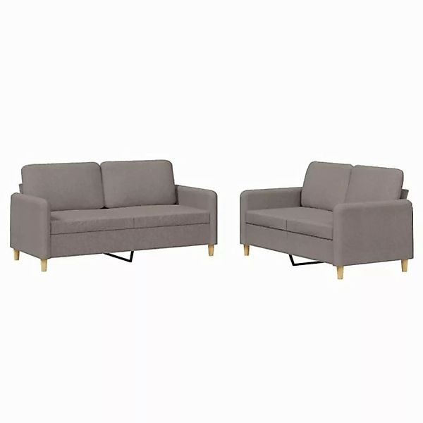 vidaXL Sofa, 2-tlg. Sofagarnitur mit Kissen Taupe Stoff günstig online kaufen