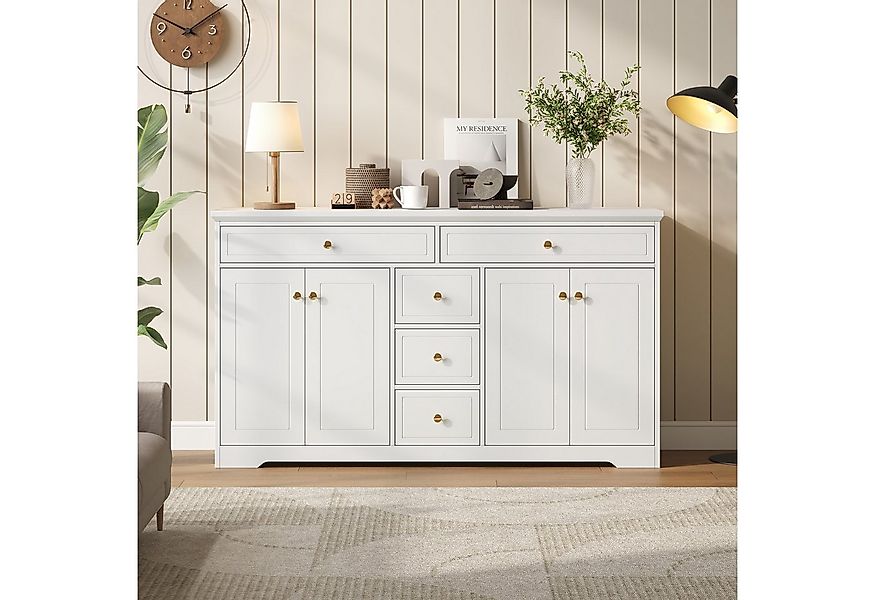 KLAM HOME Sideboard 150 x 40 x 85 cm Sideboard, Beistelltisch mit 5 Schubla günstig online kaufen