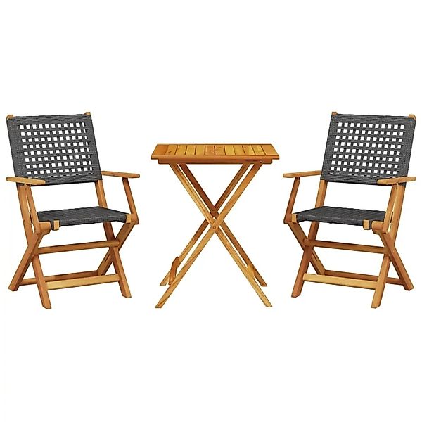 vidaXL 3-tlg Bistro-Set Schwarz Poly Rattan und Massivholz Modell 6 günstig online kaufen