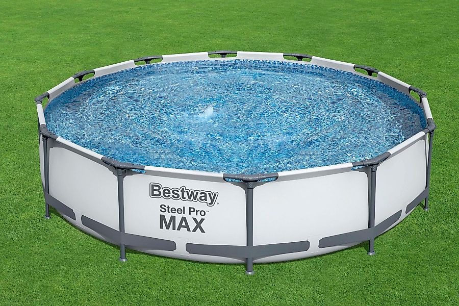 Bestway Stahlrahmen-Pool Set Steel Pro Max Frame Ø 366 x 76 cm Rund Lichtgr günstig online kaufen