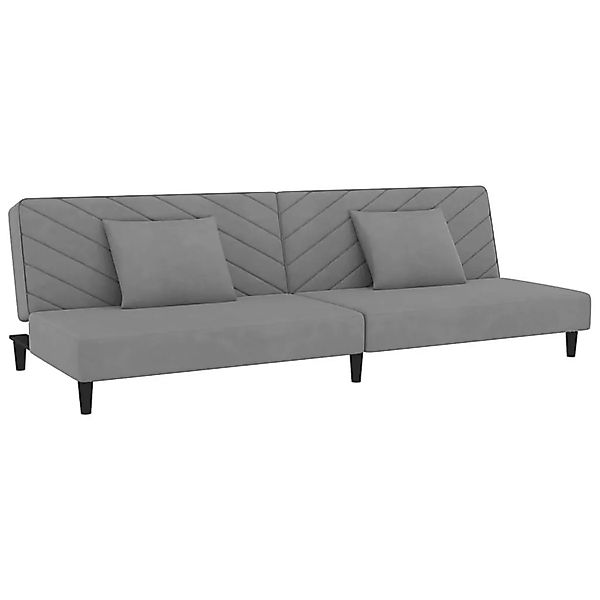 vidaXL Schlafsofa 2-Sitzer mit 2 Kissen Hellgrau Samt 375910 günstig online kaufen