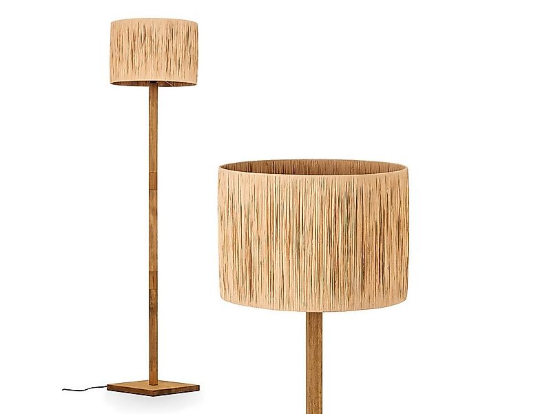 hofstein Stehlampe Boho-Style Stehlampe aus Holz/Metall/Bast in Naturfarben günstig online kaufen