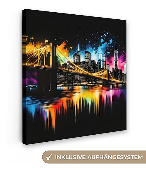 OneMillionCanvasses® Leinwandbild Skyline - Brücke - Beleuchtung - Farben, günstig online kaufen
