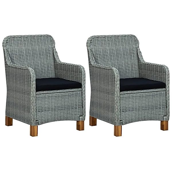 vidaXL Gartenstühle mit Kissen 2 Stk Poly Rattan Hellgrau 313317 günstig online kaufen