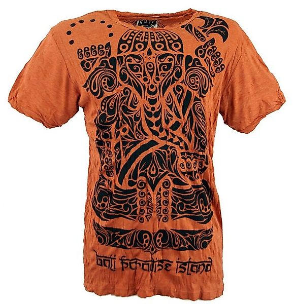 Guru-Shop T-Shirt Sure Herren T-Shirt Tribal Ganesha - rostorange Goa Style günstig online kaufen
