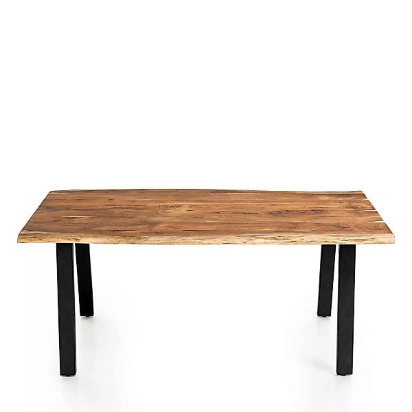 Holztisch massiv aus Akazie und Metall natürlicher Baumkante günstig online kaufen