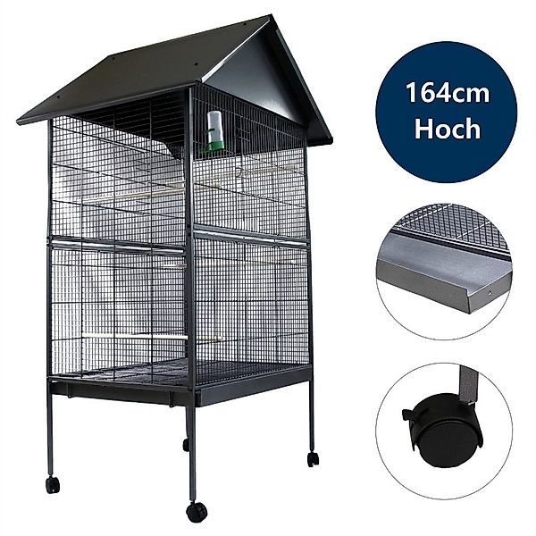 Feel2Home Vogelkäfig Vogelvoliere Grau XXL Voliere günstig online kaufen