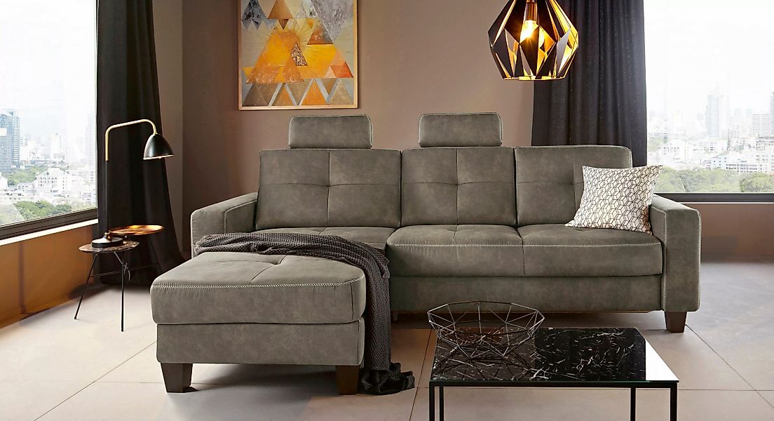 Places of Style Ecksofa "Varese L-Form", Kreuznaht in beige günstig online kaufen