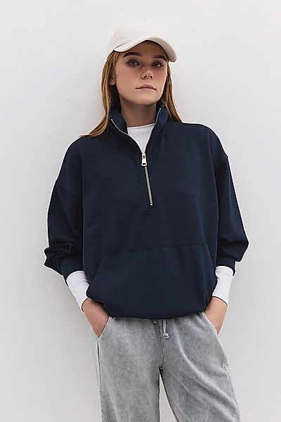 No Matter What Sweatshirt Modal-Sweatshirt mit halbem Reißverschluss günstig online kaufen