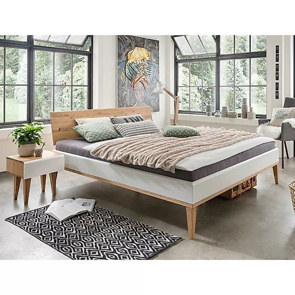Bettkombination zweifarbig aus Wildeiche Massivholz modernem Design (dreite günstig online kaufen